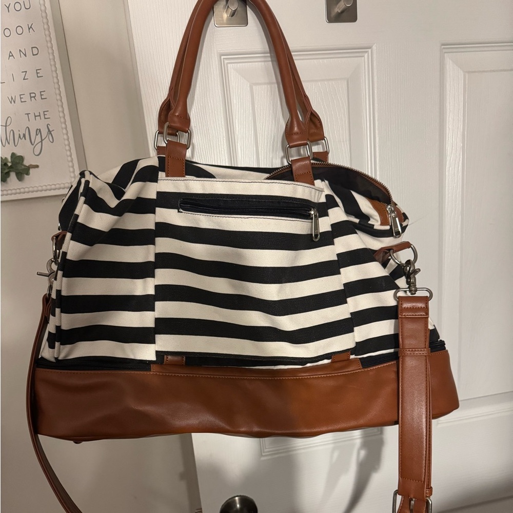 2 piece set 
Striped Black and White Tote Bag & Backpack